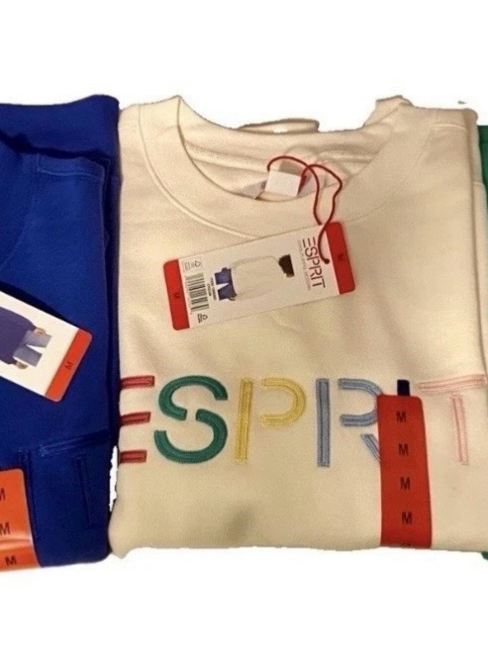 Esprit Cream Sweatshirt with Multicolor Embroidered Logo Letters